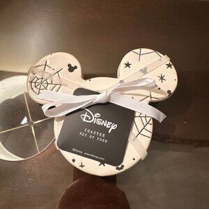 New Rae Dunn Disney Mickey Mouse Halloween Ceramic Coasters Set Of 4 - NWT